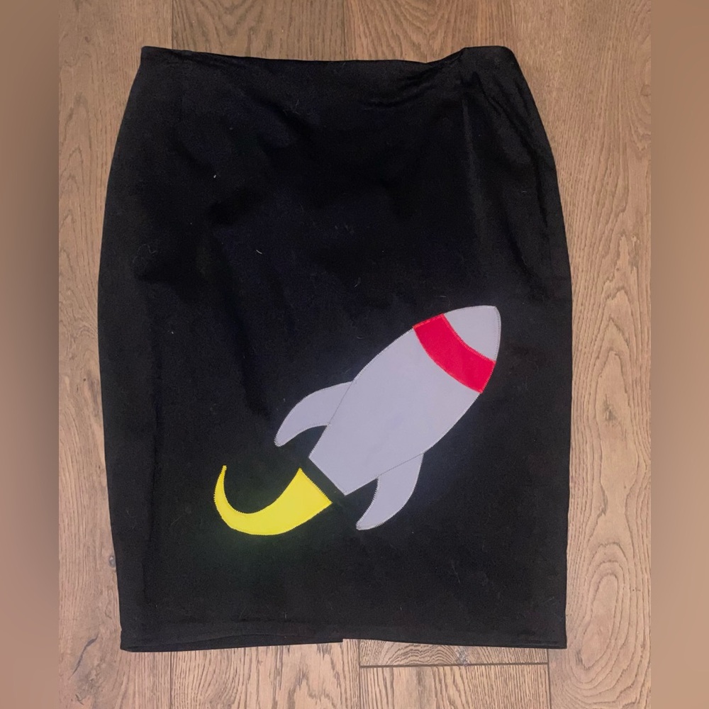 ZOMBIE KITTEN ORIGINALS Rocket Ship Pencil Skirt Size XL Camp 50’s wiggle pinup